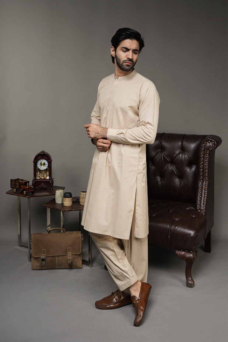 Picture of Black Pearl-Wheat Kameez Shalwar - CT54SK - Available at Raja Sahib