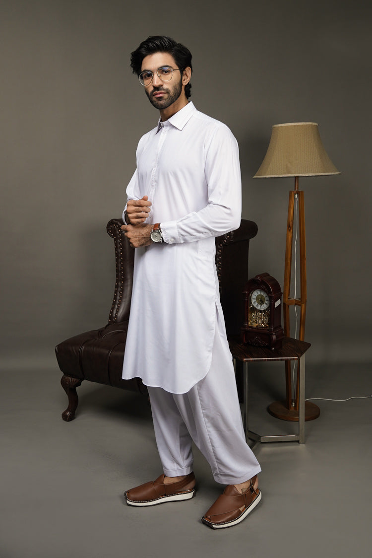 Picture of Black Pearl-White Kameez Shalwar - 681WH - Available at Raja Sahib